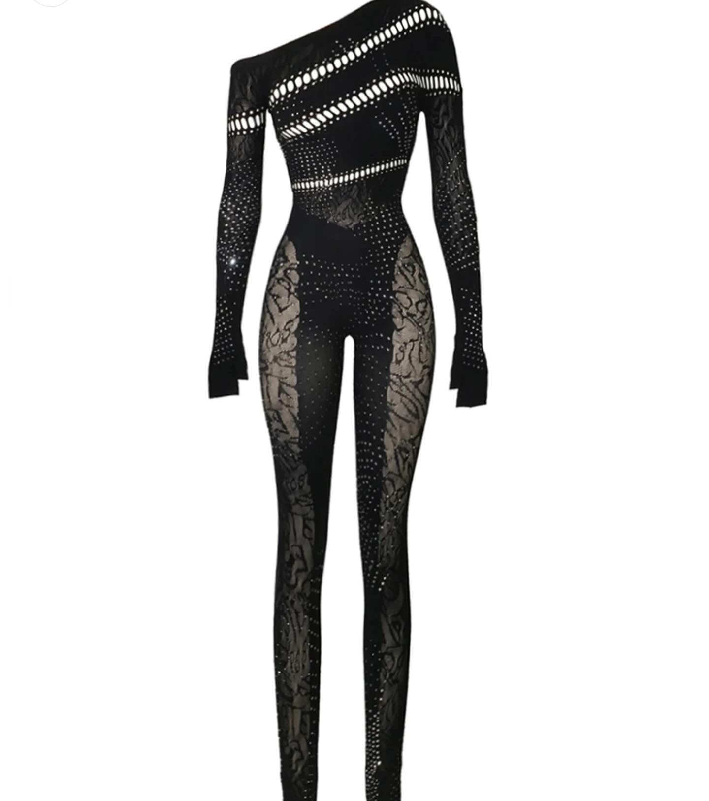 IVY LONG SLEEVE RHINESTONE JUMPSUIT