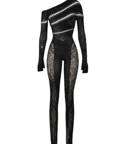 IVY LONG SLEEVE  RHINESTONE  JUMPSUIT