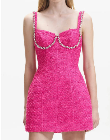 FUSHIA BOUCLE MINI DRESS